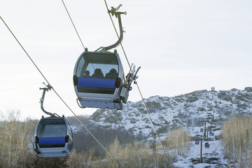 cable car; ski lift; ski cabin in ski resort