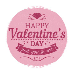 Grunge vintage valentines day label - love card template