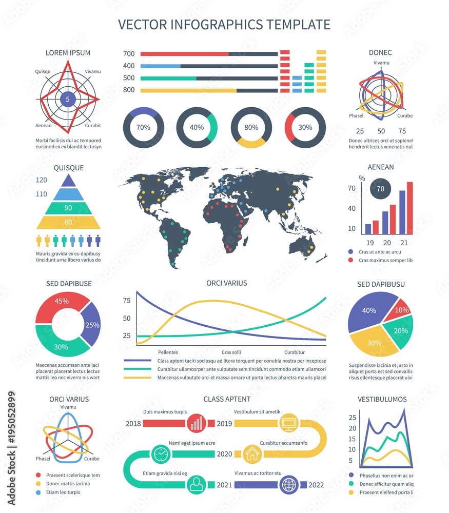 Poster business vector infographics. statistics data charts, graphs and visualization elements for presenta