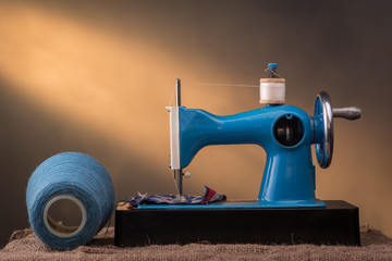 Sewing machine at work
