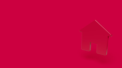 3D Icon of home isolated on a red background.