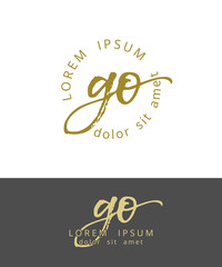 Fototapeta na wymiar G O. Initials Monogram Logo Design. Dry Brush Calligraphy Artwork