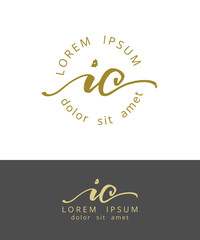 I C. Initials Monogram Logo Design. Dry Brush Calligraphy Artwork