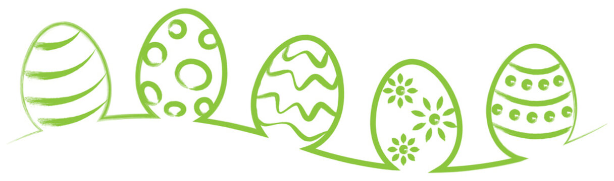 Ostern Osterei Eier Strich Zeichnung gr&uuml;n isoliert