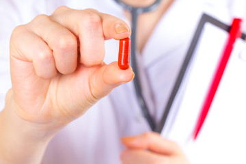 Pills hand doctor pharmacist white girl gown vitamin treatmen

