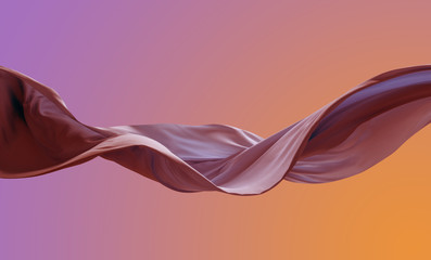 cloth wave movement in the air on vivid colour background