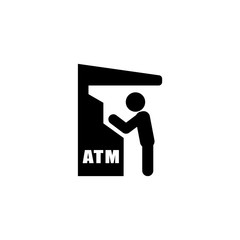 Atm and Man vector icon. Simple flat symbol on white background