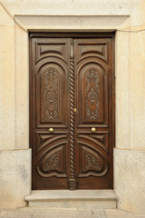 Puerta de casa señorial en Almendralejo, provincia de Badajoz, Extremadura, España