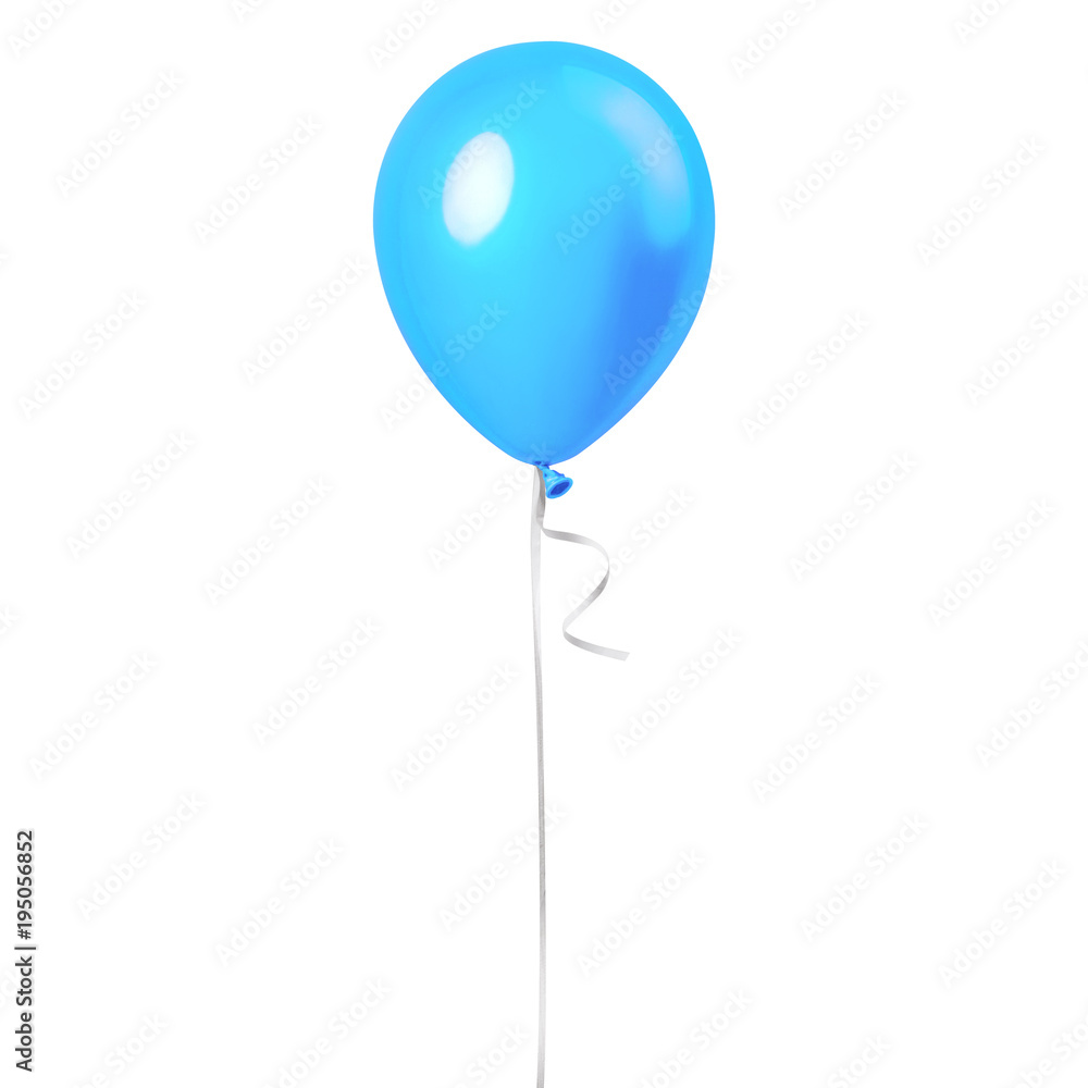 Wall mural light sky blue balloon isolated on a white background. party decoration for celebrations and birthda