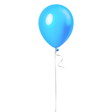 Light sky blue balloon isolated on a white background. Party decoration for celebrations and birthday