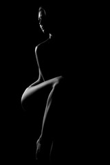 black and white female body in back light art photography - 195057281