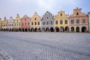 Obraz premium The main square in Telč, with the famous 16th-century houses