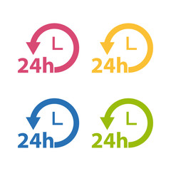 Lieferung 24 Stunden Service - Farbliches Vektor Piktogramm - Freigestellt auf weißem Hintergrund