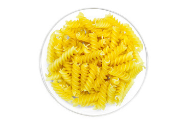 Spiralnudeln in einer Glasschale