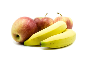 Äpfel apfel Bananen Banane isoliert freigestellt auf weißen Hintergrund, Freisteller