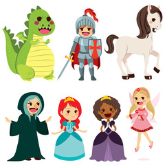 Collection of cute fairy tale characters for children book 