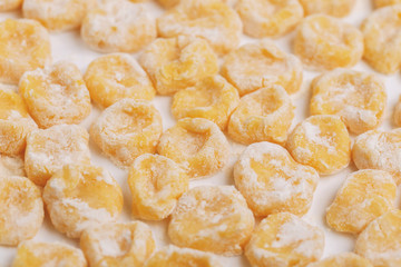 Italian uncooked homemade potato gnocchi with flour.