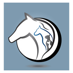 Logo horse, dog, cat and rabbit in a circle