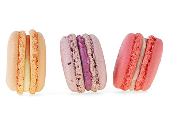 Tasty colorful macaroon isolated on white background