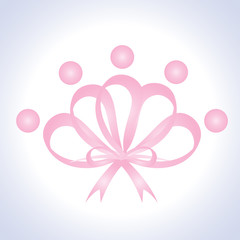 Teamwork people ribbon shape logo