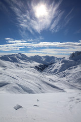 Landscape at Ski Resort in Arlberg Mountains. Austria
