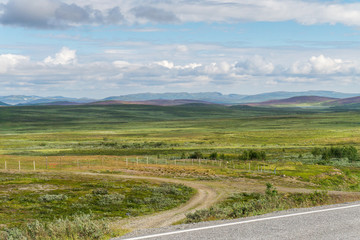 The characteristic landscape of the Arctic tundra in summer, Norway