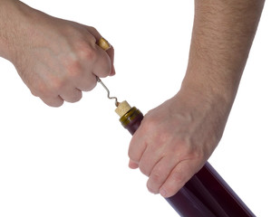 Opening a corkscrew bottle of wine