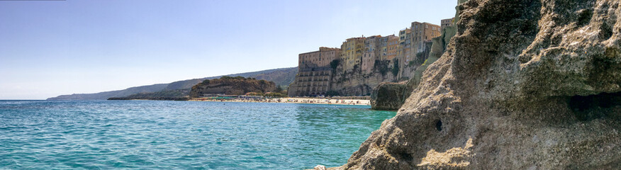 Fototapeta na wymiar Tropea panoramic view of coastline, Calabria - Italy
