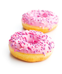 Pink sweet donuts.