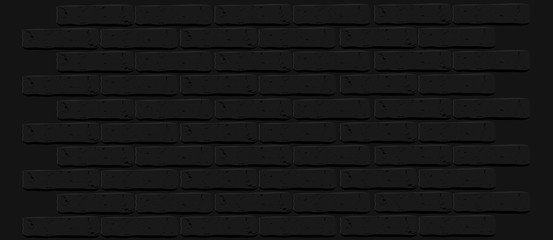 Black brick wall texture. Cracked empty background. Grunge dark wallpaper. Vintage stonewall. Room design interior. Basic illustration for banners. Isolated rough clean rocks. Backdrop for decoration