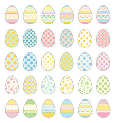 Colorful Easter eggs set isolated on white. Elements for holiday design