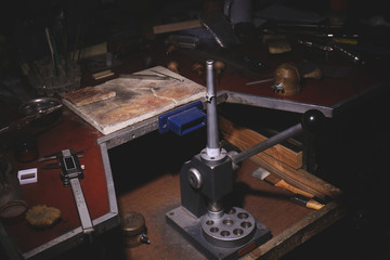 Jeweler's workplace with tools