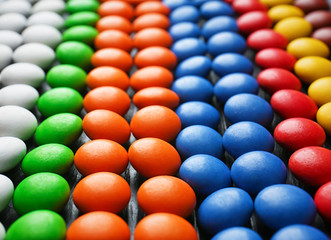 Fototapeta premium Many colorful candies, closeup