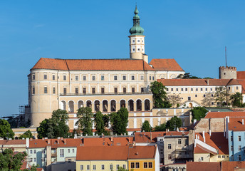 Obraz premium View on castle in Mikulov town in Czech Republic