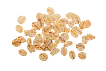 oat flakes isolated on white background. Top view