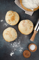 Homemade whole pita - baked israeli flat bread