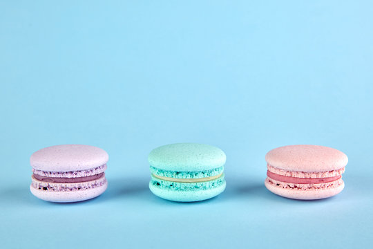 macaroons on a blue background