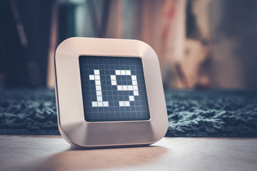 The Number 19 On A Digital Calendar, Thermostat Or Timer