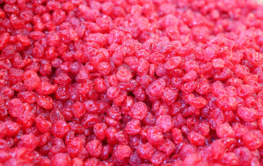 red candied cherries for sale in candy store