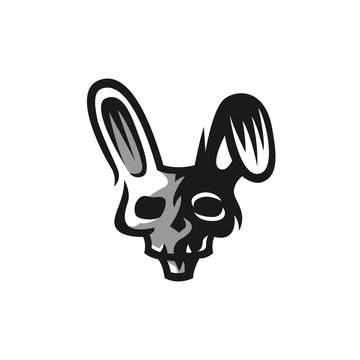 Skull rabbit vector logo. Hare illustration