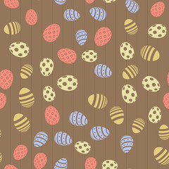 Seamless Easter pattern with colorful eggs. Vector.
