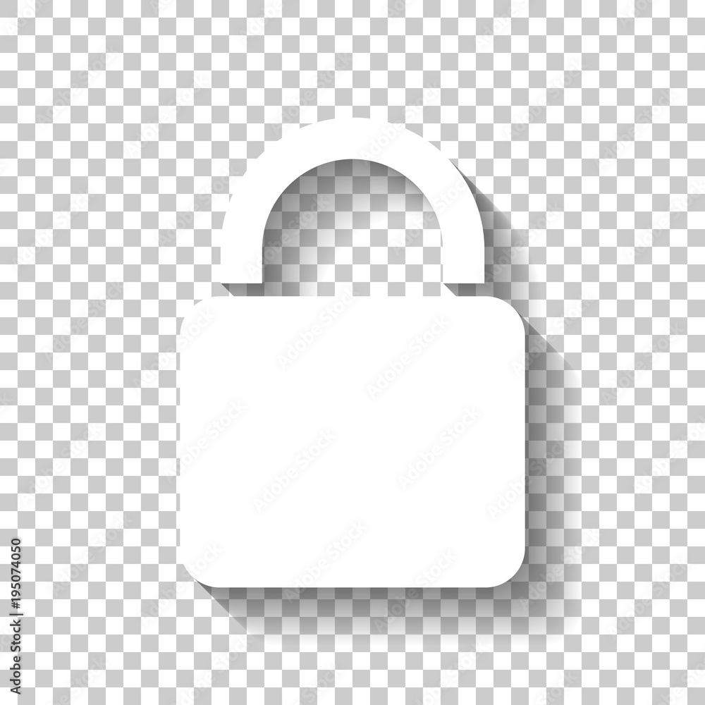 Poster lock icon. white icon with shadow on transparent background