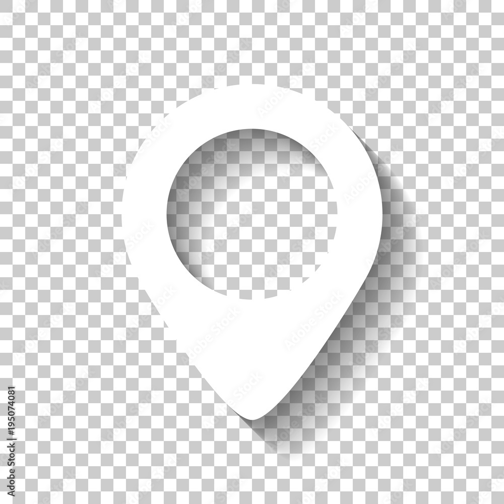 Poster map label icon. white icon with shadow on transparent background