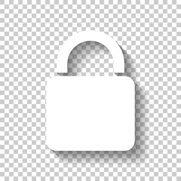 lock icon. White icon with shadow on transparent background