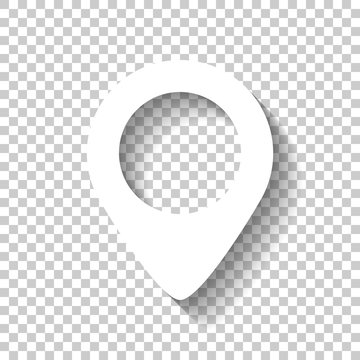 map label icon. White icon with shadow on transparent background