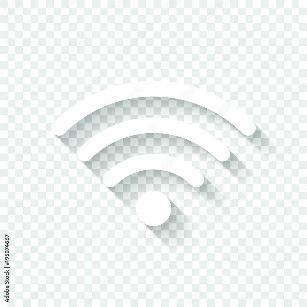 Poster wi-fi icon. white icon with shadow on transparent background