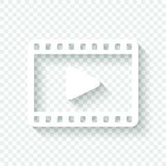 video icon. White icon with shadow on transparent background