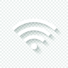wi-fi icon. White icon with shadow on transparent background - obrazy, fototapety, plakaty