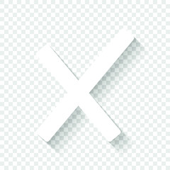 Wrong mark icon. White icon with shadow on transparent background