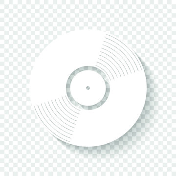 vinyl icon. White icon with shadow on transparent background